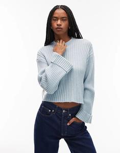 Вязаный джемпер ASOS DESIGN с отворотами синего цвета