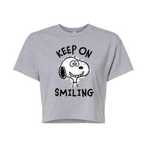 Укороченная футболка Juniors с надписью «Peanuts Snoopy Keep On Smiling» Licensed Character, серый