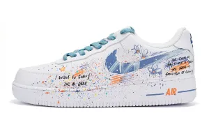 Nike Air Force 1 устойчивые к истиранию низкие скейтборд кроссовки мужские blue white
