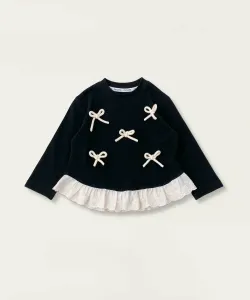 Топ с оборками и лентами по низу Aimoha Kids, цвет Black