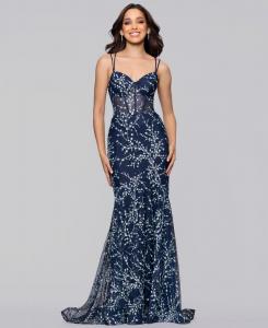 Платье-трапеция с расклешенным низом и блестками Икра для девочек-подростков Blondie Nites, Navy