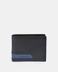 PIERRE CARDIN Американский мужской кошелек из кожи черного/синего цвета