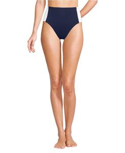Женские плавки-бикини с высокой талией и швом Lands' End, Deep sea navy/white