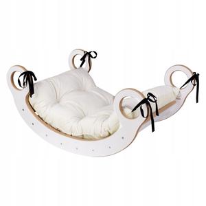 Качалка Монтессори, балансировочная доска, подушка бежевого цвета, СЕРТИФИКАТ, 74 см Gugi