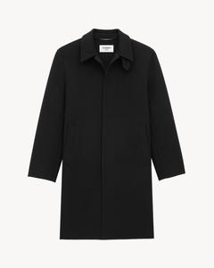 Пальто из двусторонней шерсти Saint Laurent, черный