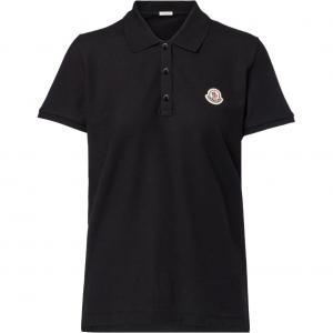 Поло с коротким рукавом и нашивкой с логотипом Moncler, черный