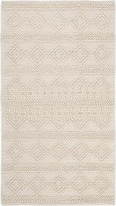 Ковер SAFAVIEH, 61 x 153 см, Natura Collection, Ivory, ручной работы марокканский бохо этнический из шерсти и хлопка, идеально для помещений с высокой проходимостью: прихожая, гостиная, спальня (NAT102C)