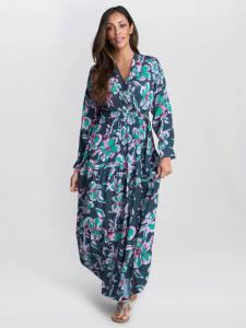 Платье Rosalee с поясом и цветочным принтом Gina Bacconi, Black/Pink