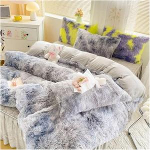 Generic Комплект постельного белья плюшевый однотонный с защипом