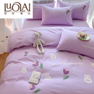 LUOLAI HOME Комплект постельного белья, 4 предмета, 180x200 см, мягкая и нежная ткань, Huaxiangtu Purple