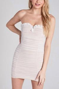 Мини-платье без бретелек в цвете Off White Blue Blush