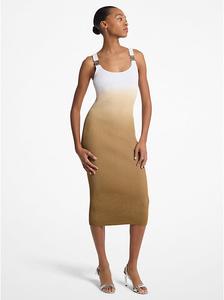 Платье из эластичной вискозы с ребристым узором «омбре» Michael Kors, коричневый