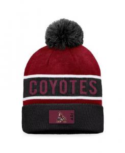 Мужская черная, гранатовая вязаная шапка Arizona Coyotes Authentic Pro Rink с манжетами и помпоном Fanatics