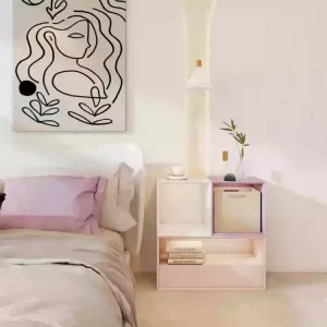 Yu Senyi Комод 78х39х78 см для гостиной и спальни, 5 ящиков, без сборки, цвета Frost Pink + Swallow Purple + Ivory White