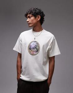 Футболка Carhartt WIP Mirror свободного кроя с мотивом кремового цвета