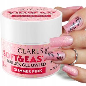 Claresa Soft & Easy Nail Builder Gel с мерцанием розового цвета 12 г Puderek