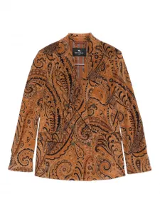 Двубортный блейзер с узором пейсли ETRO, оранжевый