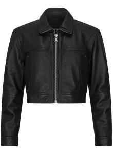 Короткая кожаная куртка в стиле байкера TruClothing, черный