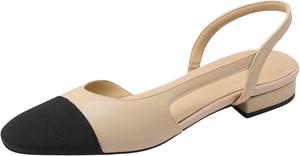 Женские босоножки с ремешком сзади, закрытый круглый носок, низкий каблук, модные комбинированные туфли, двухцветные туфли, свадебные туфли, женские повседневные туфли на низком каблуке, комфорт на весь день Generic, бежевый