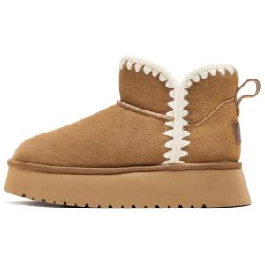 Женские зимние ботинки AGSDON замшевые с отделкой, каштановый