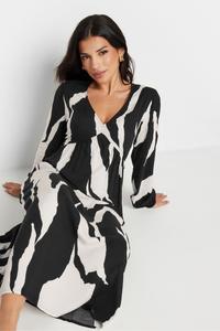 Платье халат макси с абстрактным принтом Pixiegirl Petite, черный