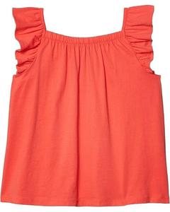 Детская майка для девочек #4kids Essential Tank Top, кораллово-розовая с оборками и короткими рукавами, модель JDM821