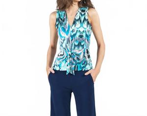 Майка с V-образным вырезом и завязкой спереди, цвет многоцветный Clara Sunwoo, Multi