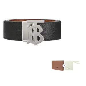 Ремень мужской Burberry кожаный, черный / красный