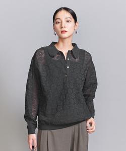 Мягкая вязаная футболка-поло с цветочным принтом Beauty&Youth United Arrows, цвет Dk.Gray