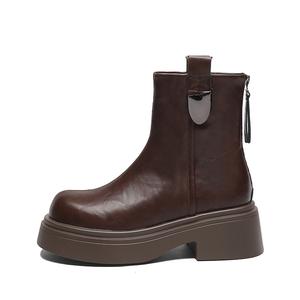 ZHR Черные и коричневые женские зимние ботинки с меховой подкладкой, цвет Brown[Fleece-Lined]