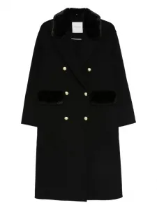Двубортное пальто из шерстяной смеси Ermanno Firenze, черный