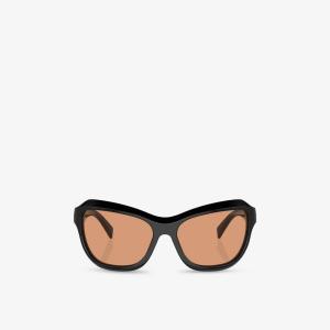 Солнцезащитные очки Prada в ацетатной оправе "бабочка", черный