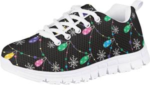 Кроссовки Forchrinse для мальчиков и девочек, с шнуровкой, для бега и ходьбы, повседневные, с плоской подошвой и противоскользящей подошвой, Christmas Colorful Lights