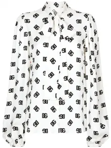 Рубашка с шарфом и логотипом DOLCE & GABBANA, белый