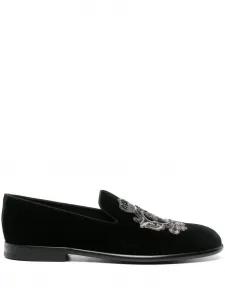 Слиперы с вышивкой Coat of Arms DOLCE & GABBANA, черный