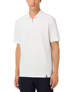 Стильная нефритовая рубашка-поло с половинной молнией Boggi Milano, белый