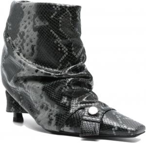 Женские ботильоны с отворотом на щиколотке - квадратный носок, каблук-стилет 3,5 дюйма, ботинки на пуговицах для вечеринок/свадеб NSZPD, Snake-Print