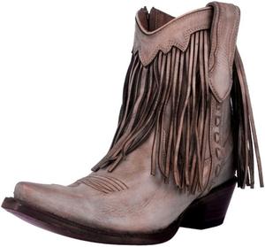 Женские ботильоны CIRCLE G от Corral Sand с острым носком и бахромой L6071 Corral Boots, Tan