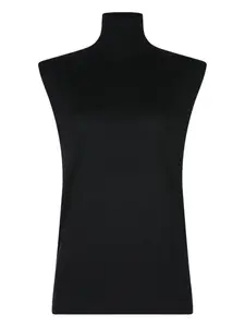 Безрукавный топ с воротником-гольф TOTEME, черный