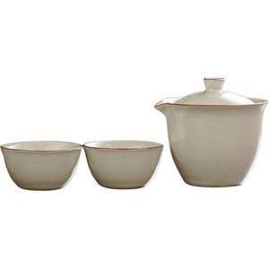 Набор для путешествий с чаем PUQI, ru kiln elegant rhythm travel tea set-beige yellow (1 teapot and 2 cups)