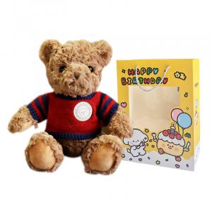 Винтажные плюшевые куклы медвежата в свитере, высота 25см/35см/45см MENGMENGBUNNY, темно-коричневый