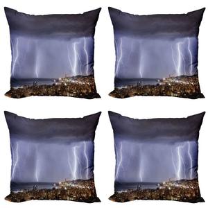 ABAKUHAUS Natural Набор чехлов для подушек (4 предмета), Dark Stormy Night, современная двусторонняя цифровая печать, 50 см x 50 см, разноцветные