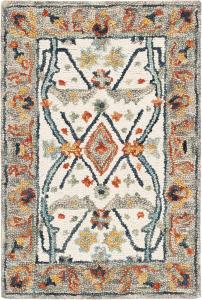 Ковер SAFAVIEH, 69 x 122 см,  Aspen Collection, Ivory & Blue, ручная работа, бохема, шерсть, для прихожей, гостиной, спальни, повышенная проходимость (APN308A)