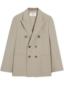 Двубортный пиджак с заостренными лацканами AMI Paris, нейтральный