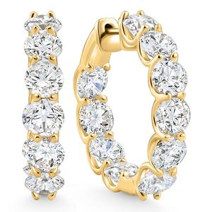 Серьги-кольца с бриллиантами 10 карат, U-образные, высота 1 дюйм, белое или желтое золото Pompeii2, 10K White Gold