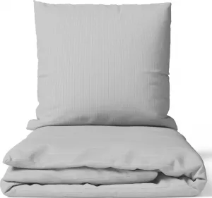 Комплект постельного белья 135x200 см из хлопкового сатина дамаск в полоску серого цвета для гостиниц, мягкий, с застежкой-молнией, 4 предмета leonado vicenti