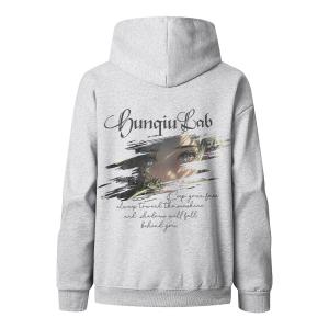 Толстовка Unisex Hooded Moderate Heavyweight HUANQIU, белый heather серый