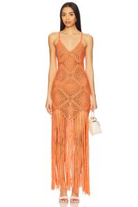 Платье в стиле вандеринг кроше Line & Dot, coral