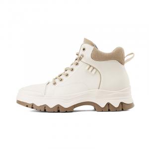 JOSINY Утепленные флисовые, винтажные модные универсальные, рабочая одежда британский стиль, высокие, повседневные туфли женские - бежевый абрикос (флисовая подкладка)