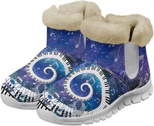 Женские зимние теплые ботинки Jeiento, утепленные прогулочные ботинки, зимняя обувь для женщин, рабочие ботильоны, легкие/противоскользящие походные ботинки, Piano Key Music Note